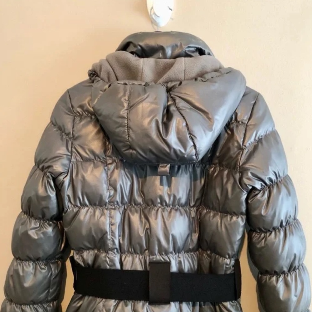 Vero Moda Iman 3/4 Puffer Thick Comfy Belted Hooded Winter Jacket Coat Grey - Picture 8 of 15